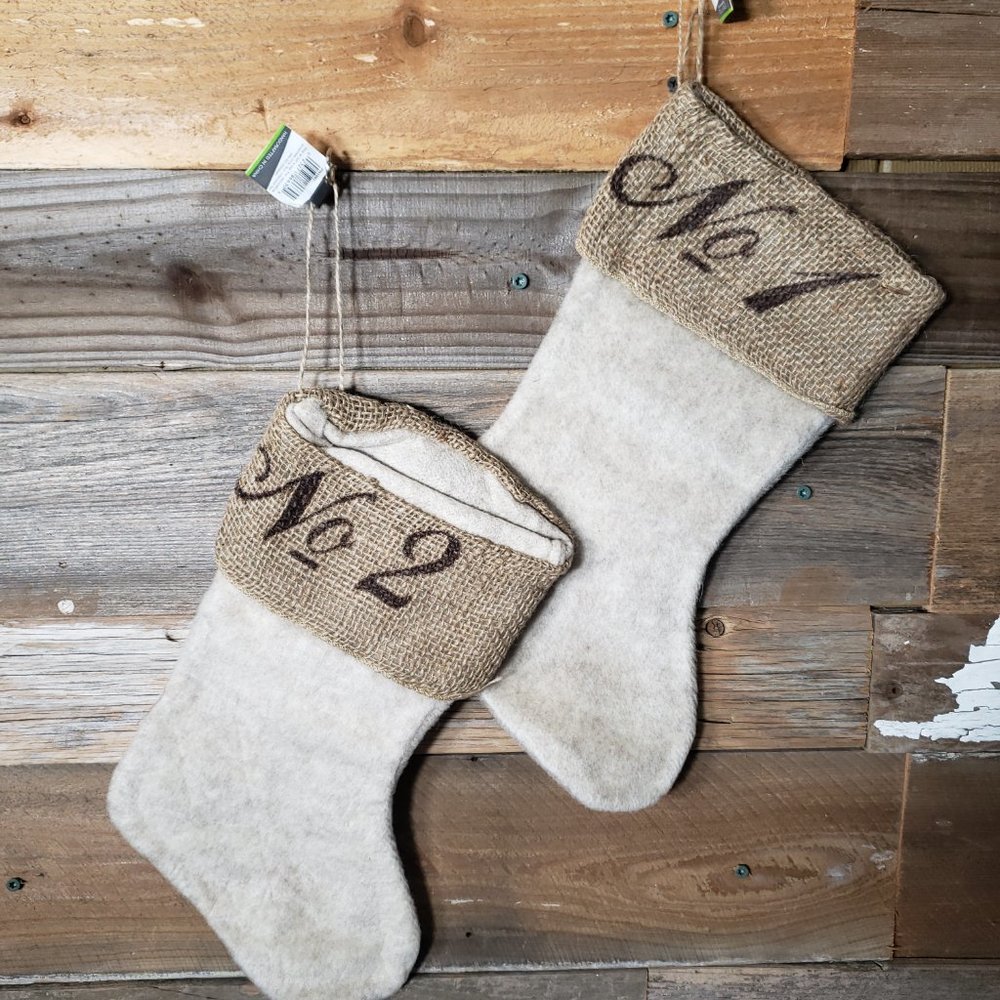 Sullivans 13" Felt & Burlap Stockings - Set of 2 - No. 1, No. 2, No. 3, No.4 NWT